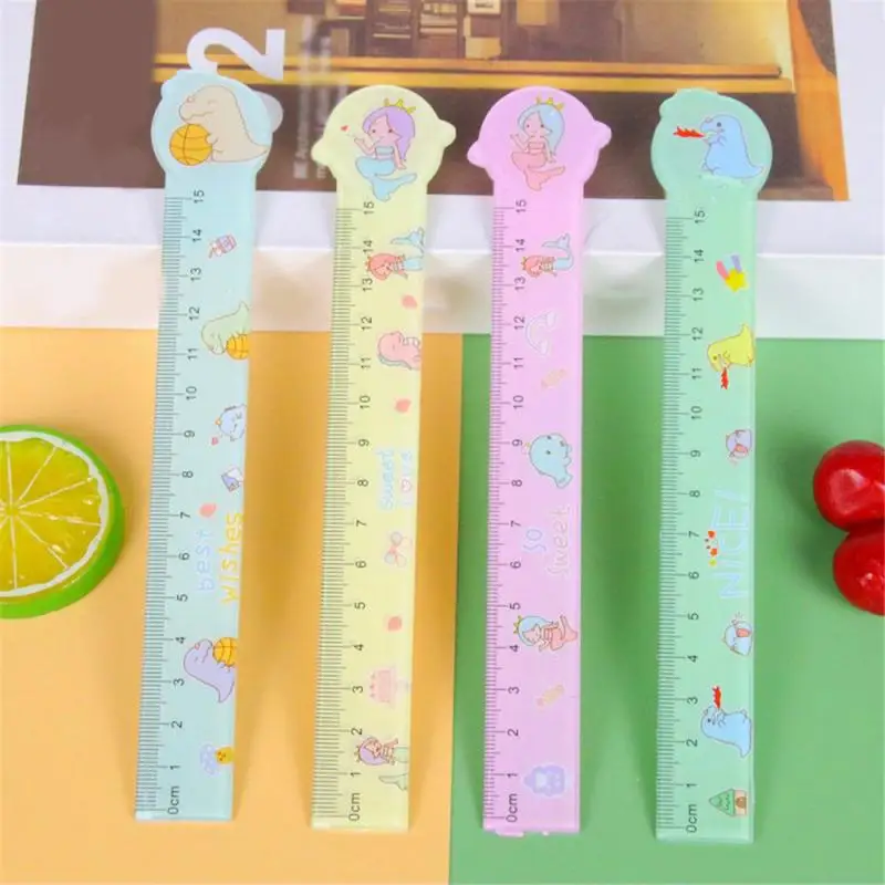 Cute Kawaii Stationery Cartoon Drawing Gift Office School Cute Straight Plastic Ruler 15cm Kawaii School Supplies