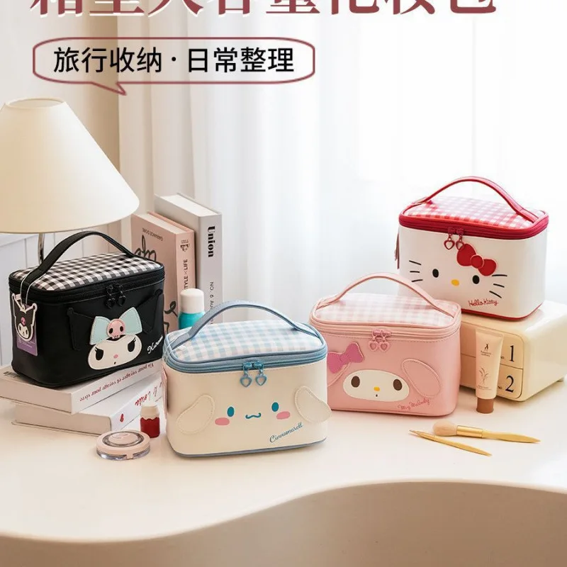 

2025 New Cute Cat Cinnamoroll Simple Cute Cartoon Makeup Bag Large Capacity High Aesthetic Travel Portable Storage Bag