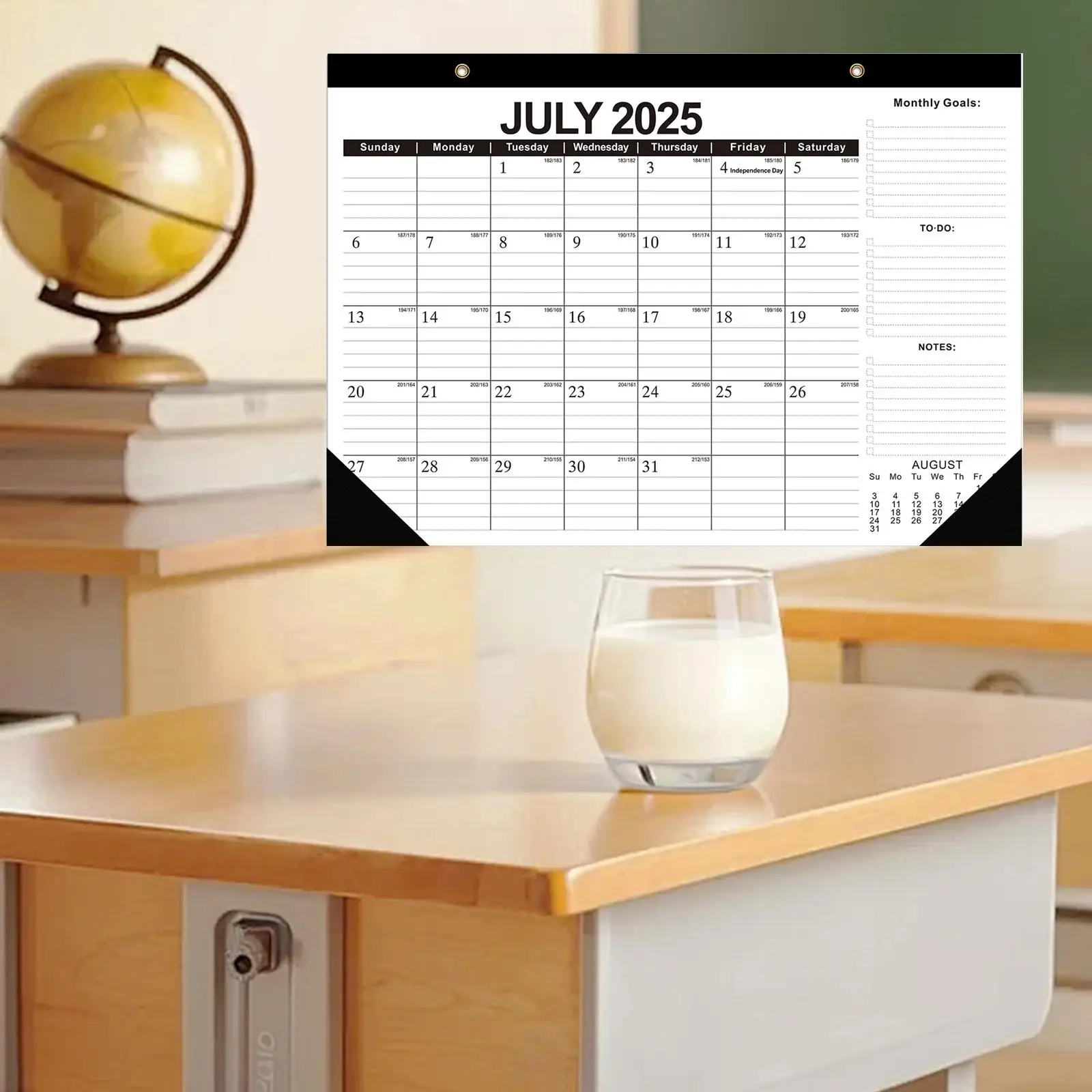 

2025-2026 Desk Classroom Calendar Decorative July 2025 to December 2026 to Do List Wall Calendar for Tabletop Dorm
