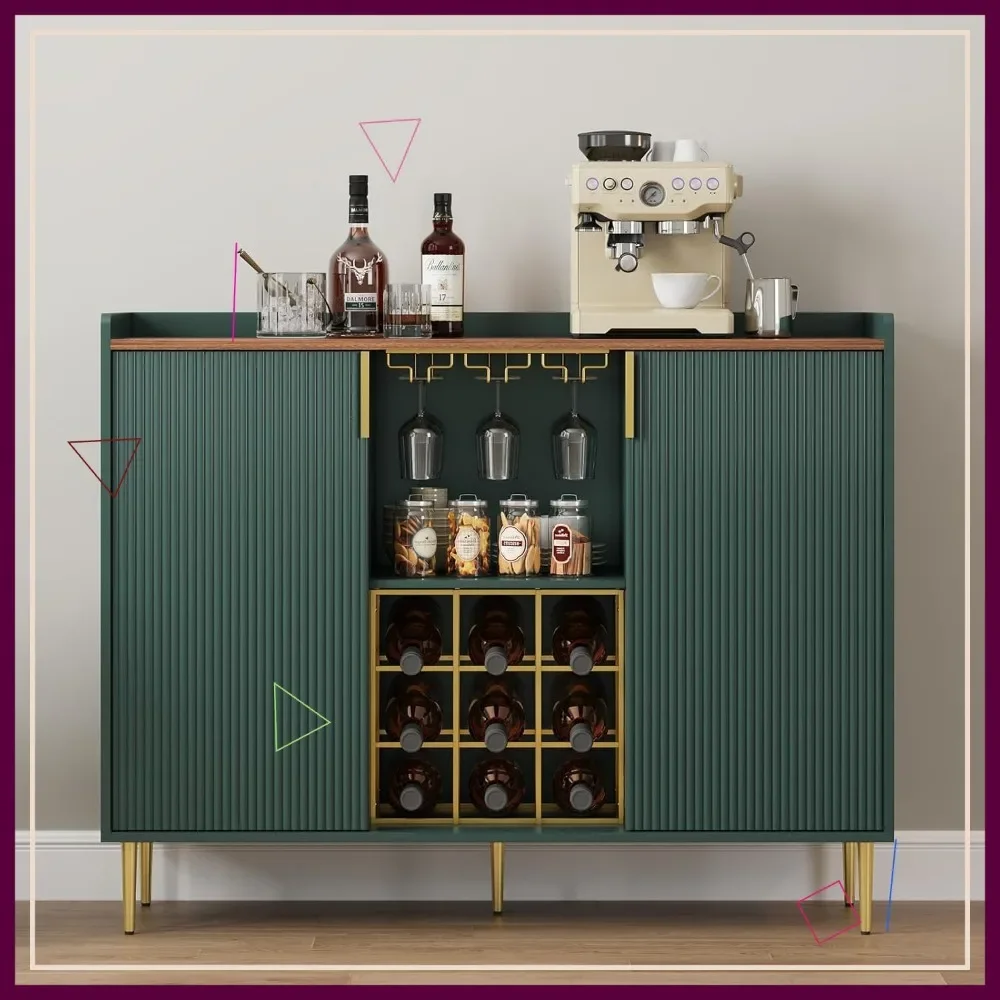 

Современный винный шкаф-бар с рифленой текстурой, буфет-сервант с винной полкой и держателем для бокалов для кухни, гостиной, домашнего бара