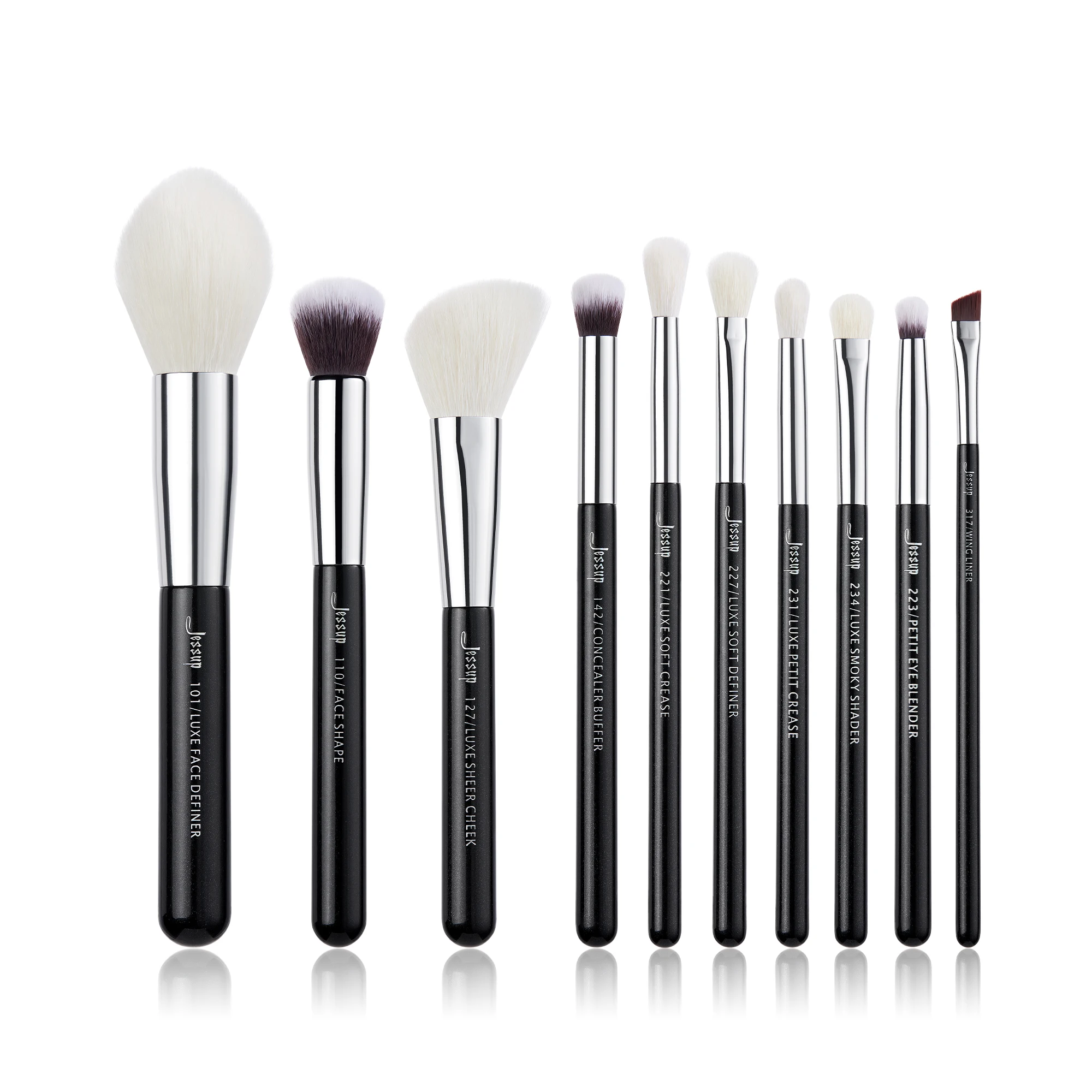 Jessup Makeup Brushes Set 10pcs Make up Brush Natural-Synthetic Beauty Tools kit Foundation Powder Definer Shader Liner Natural