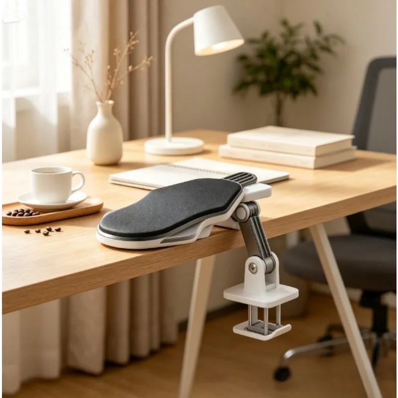 Sturdy Adjustable Desk Arm Rest, Ergonomic Elbow Support Tray, Home Office Table Extension Bracket, Relieve Wrist Fatigue