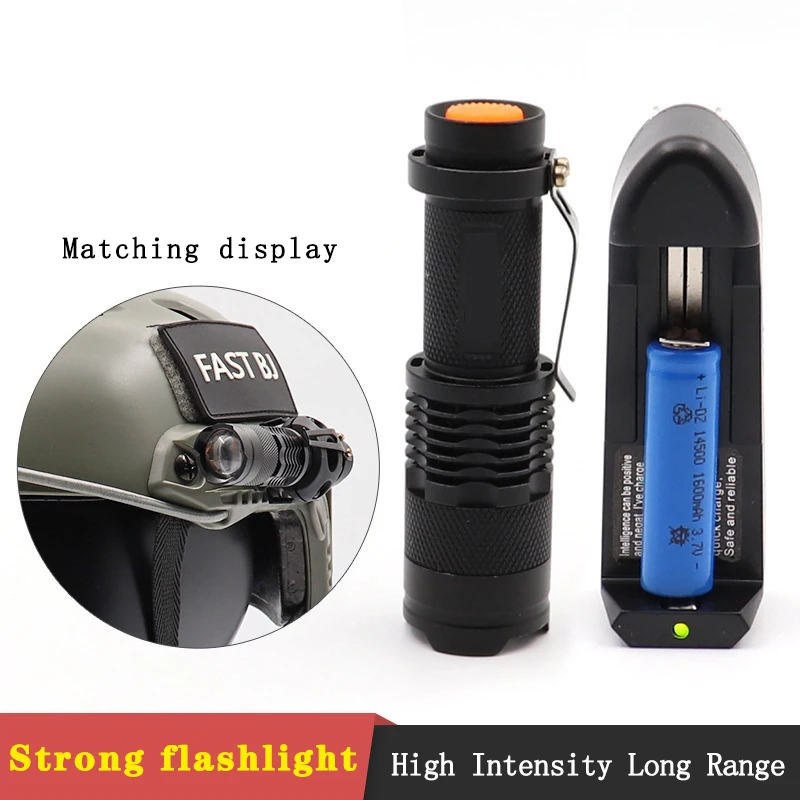 FAST MICH200 Tactical Helmet Mini Q5 Portable LED Telescopic Zoom Flashlight Outdoor Hunting Reconnaissance