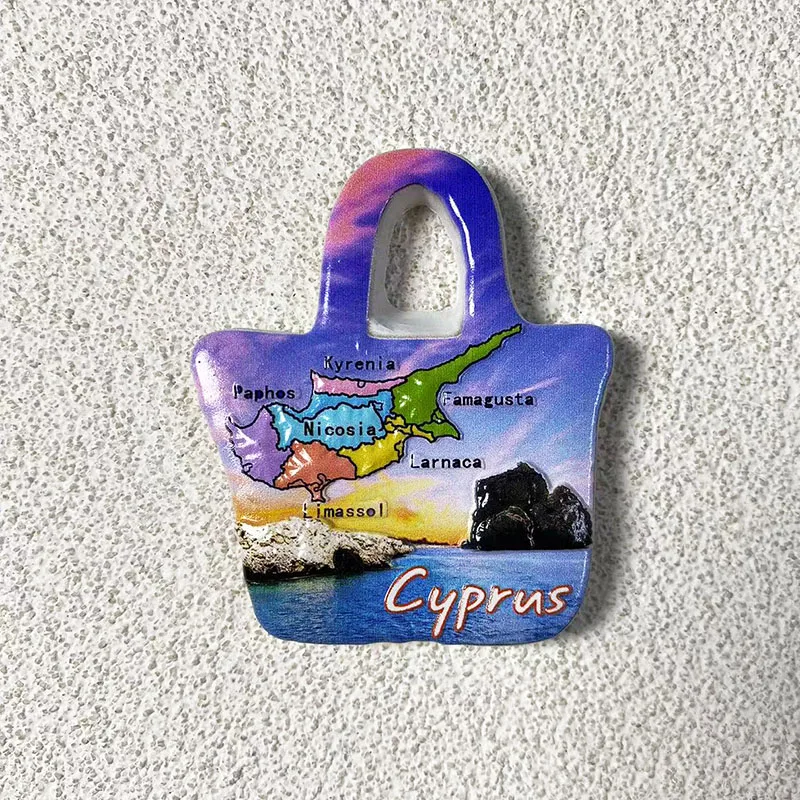 Mediterranean Cyprus 3D stereoscopic travel souvenirs Creative bag map Home decoration crafts Refrigerator magnets