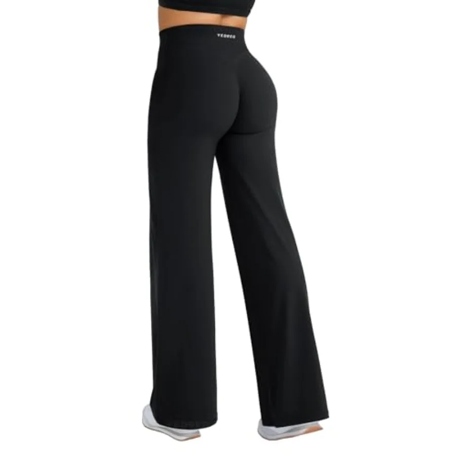 

YEOREO Straight Leg Workout Leggings Hidden Scrunch High Waist Gym Pants No Front Seam Wide Leg Yoga Pants