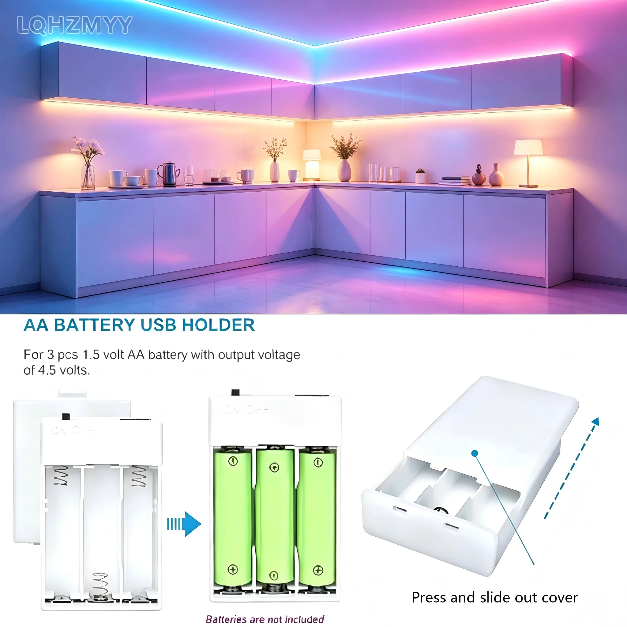 3 Aa Battery-Powered Neon Led Light Strip, 1M/2M/3M/4M/5M, Flexible Neon Light Sign, with Battery Box (Batteries Not Included), Suitable for Bedroom, Kitchen, Tv Background Wall |   Christmas, Halloween, and Birthday P gallery 3