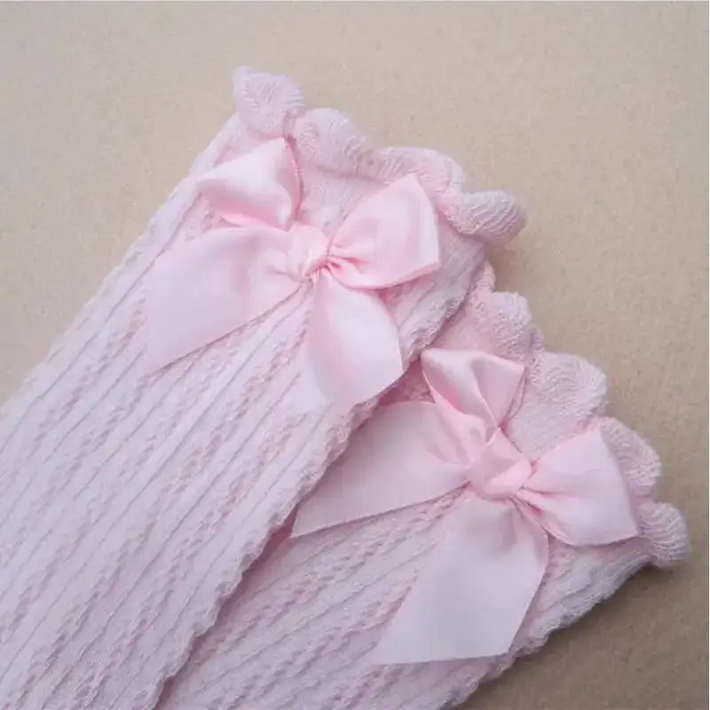 Children's Leg Warm Socks Bowknot Bubble Mouth High Tube Knee High Thin Section No Heel Pods Baby Clothing Accessories Gifts