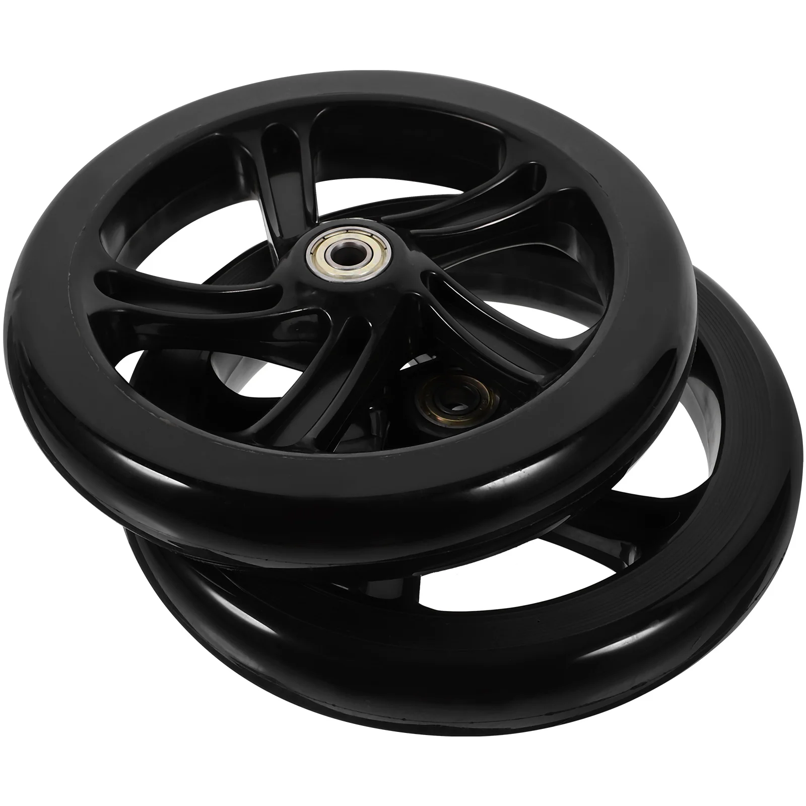 

2Pcs 175mm Black PU Scooter Skateboard Wheelchair Replacement Wheels High Elasticity Durable Scooter Wheels