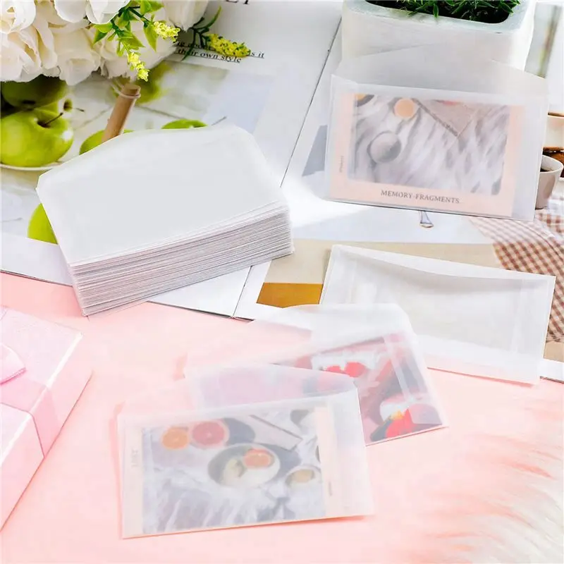 Efficient 100PCS Blank Envelope Translucent Paper Envelopes Set Letter Vintage Wedding Invitation Envelopes For Cards