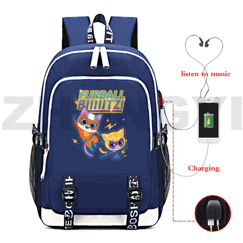 Sac à dos Anime Smile Kitties de grande capacité pour femmes, sac à dos antivol, type USB, sacs d'école de voyage pour ordinateur portable, collège