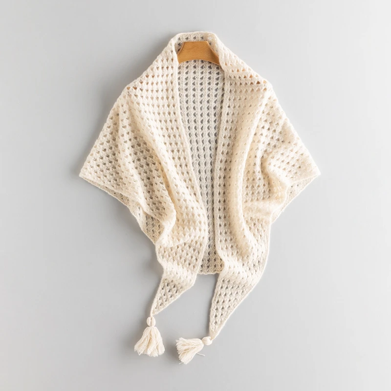 เสื้อคลุมคาร์ดิแกนแคชเมียร์แท้ 100% สำหรับผู้หญิง สไตล์คลาสสิก ฤดูใบไม้ผลิและฤดูใบไม้ร่วง แบบไม่มีแขน แต่งพู่ห้อย คุณภาพสูง ทรงหลวม ดูสง่างาม