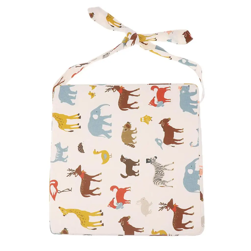 Portable Kids Cushion Cotton Linen Booster Seat Highchair Pad for Feeding Home Travel Dining