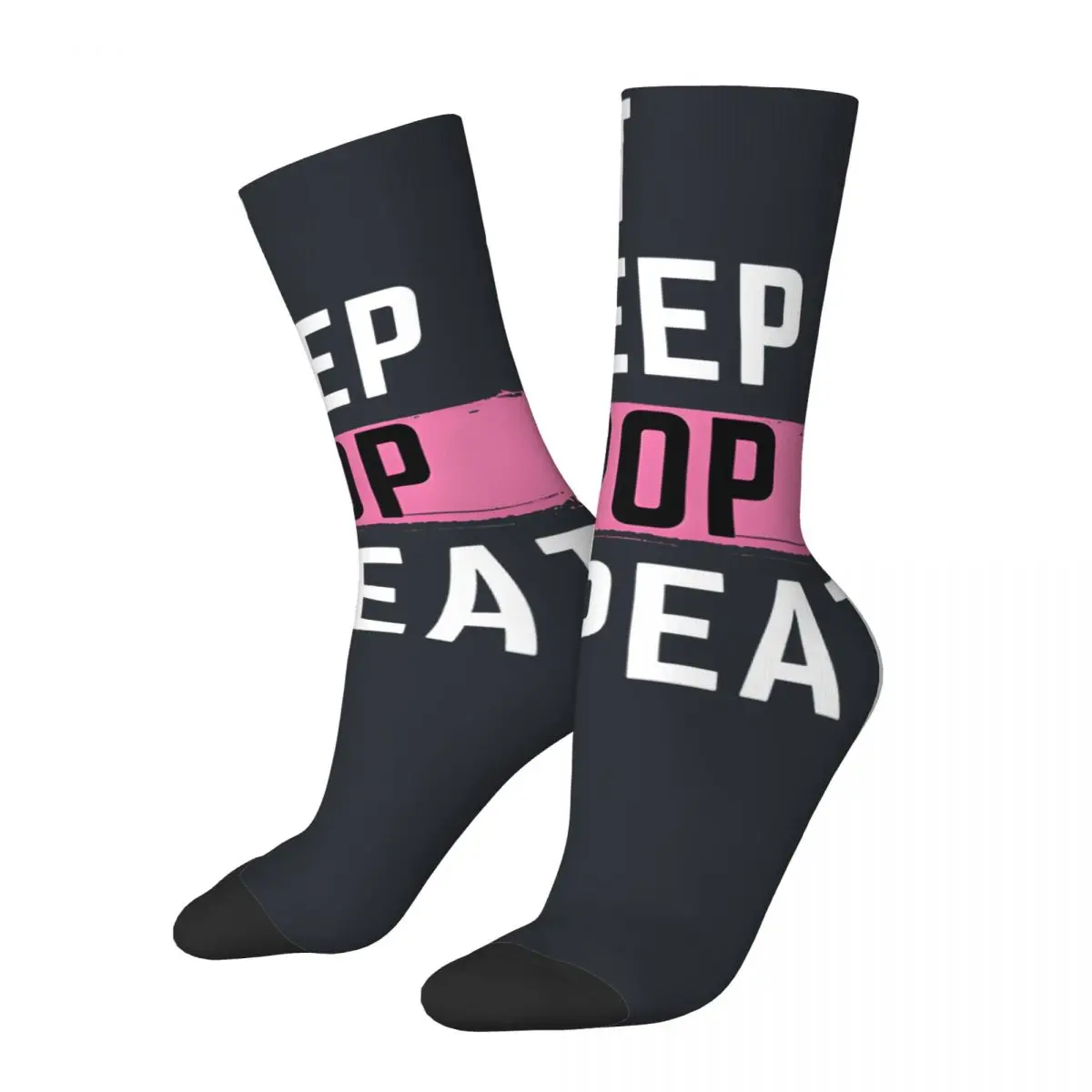 Funny Crazy compression Eat Sleep K-Pop Repeat Sock for Men Hip Hop Harajuku Kpop Happy Pattern  Boys Crew Sock Novelty Gift