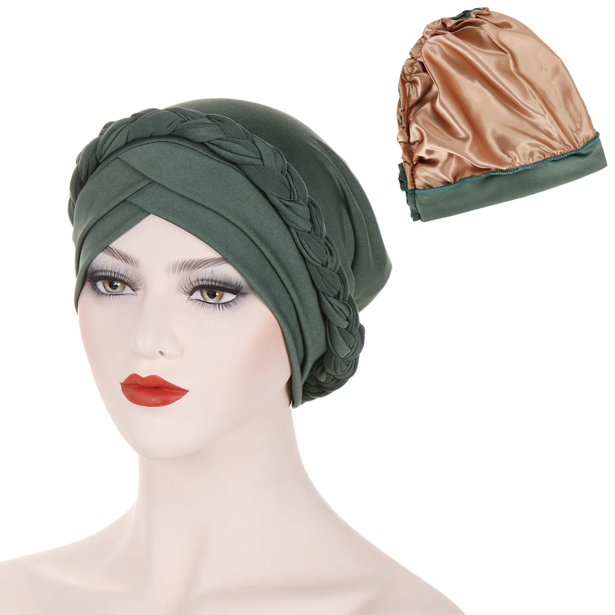 Crossed Forehead Satin Lined Muslim Turban For Women Islamic Inner Hijab Cap UnderScarf Arab wrap Head Scarves turbante mujer