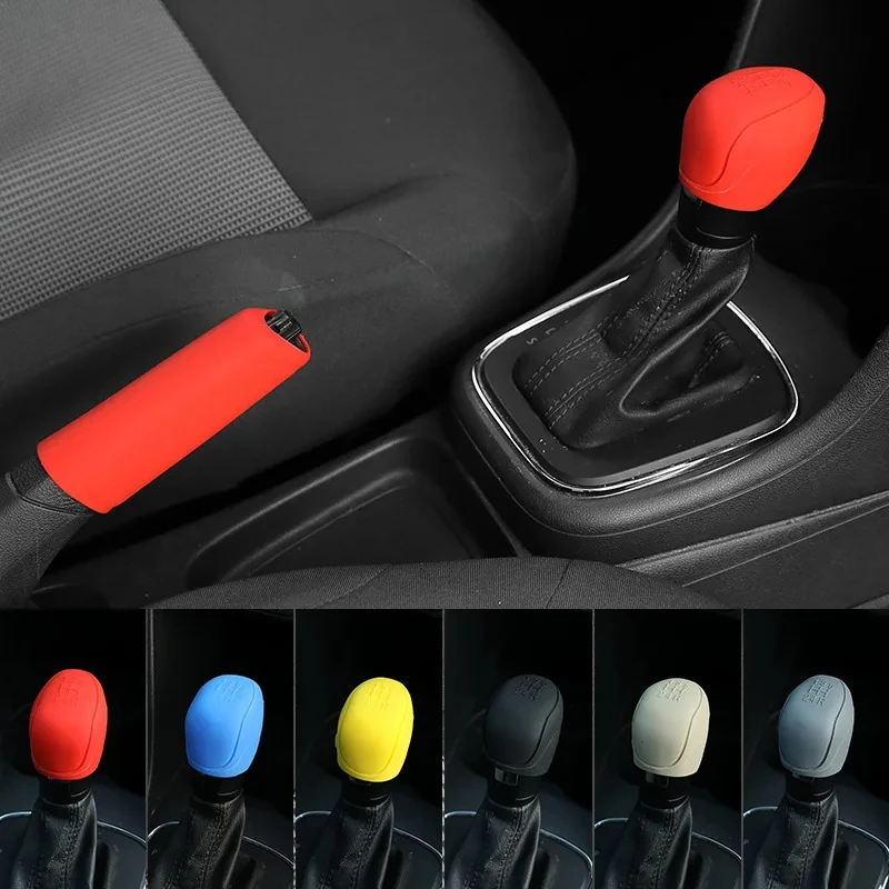 Car Silicone Gear Shift Knob Cover Gear Shift Non-Slip Grip Handle Protective Covers Manual 6-speed Car Interior Accessories