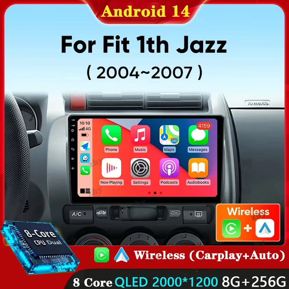 أندرويد 15 Carplay راديو السيارة لهوندا صالح جاز سيتي 2003 2004 2005 2006 2007 2 din نظام تحديد المواقع والملاحة الوسائط المتعددة لتحديد المواقع لاعب ستيريو