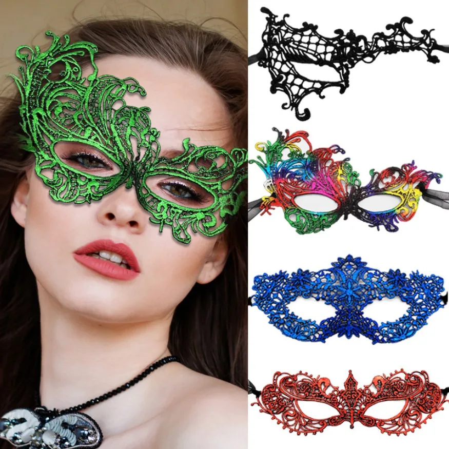 

50pcs Colorful lace styling mask love novelty mask makeup ball mask half face mask European American fashion style mask