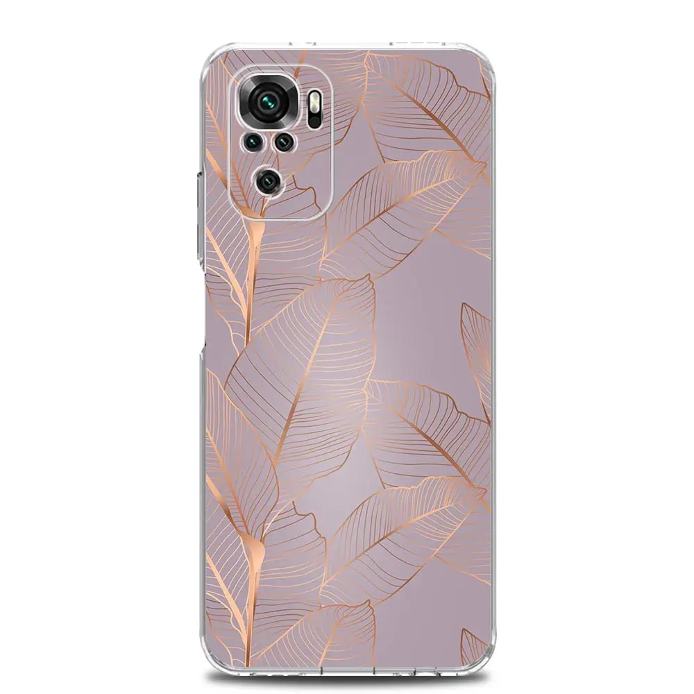 حافظة لهاتف شاومي ريدمي نوت 14 13 12 5G 9 8 10 11 Pro Plus 4G 9T 13C 12C 10C 9C 9A غطاء ناعم شفاف جميل فن ذهبي وردي