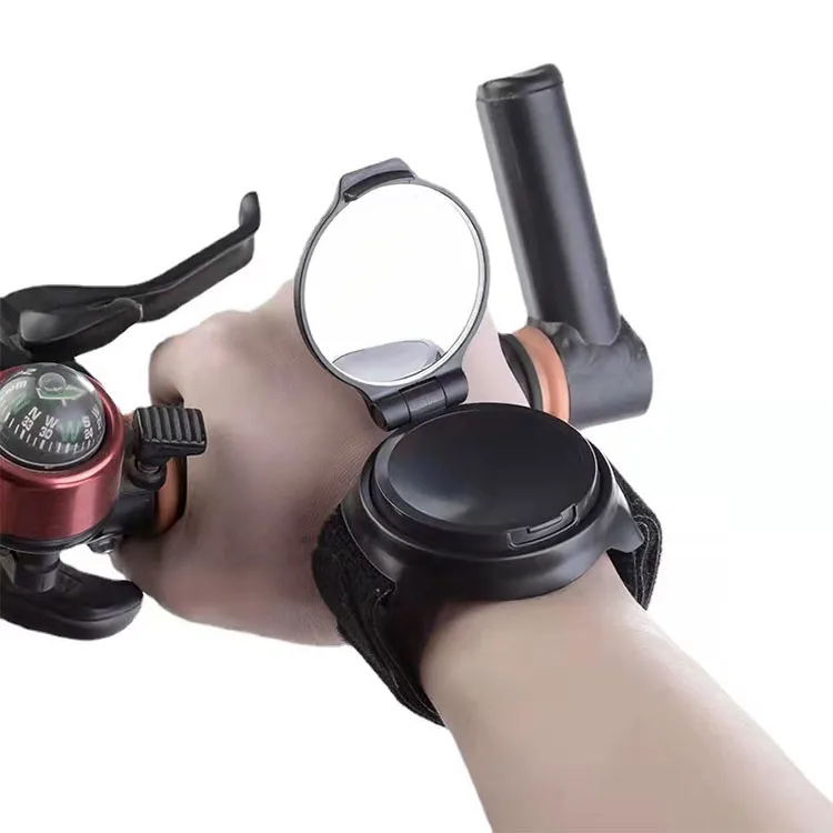 Rotatable Cycling Wrist Rear View Mirror Collapsible Wide Angle Bicycle Arm Mirror Adjustable Velcro Strap Bike Safety Mirror