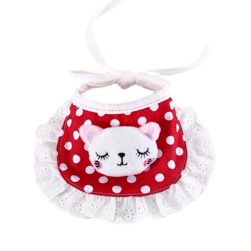 Pure Cotton Dog Bib, Pet Cat, Thin Neck Cloth, Polka Dot, Plaid Flower Collar, Spring and Autumn Decoration