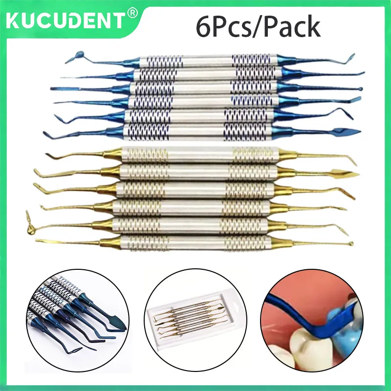 

6 шт. стоматологические шпатели из смолы, композитный наполнитель, набор наполнителей из смолы с титановым покрытием, инструмент для ремонта зубов, реставрационные инструменты