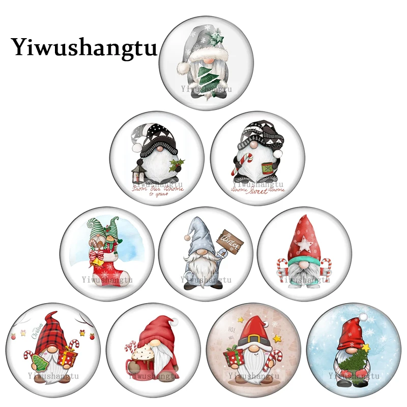 Christmas Cute faceless Santa Claus Dolls Paintings 8mm/12mm/20mm/25mm Round photo glass cabochon demo flat back Making findings