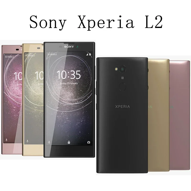 잠금 해제 오리지널 소니 Xperia L2 휴대폰, 5.5 인치, 3GB + 32GB, 싱글/듀얼 SIM 휴대폰, 13MP + 8MP 쿼드 코어 안드로이드 L2 l2 스마트폰