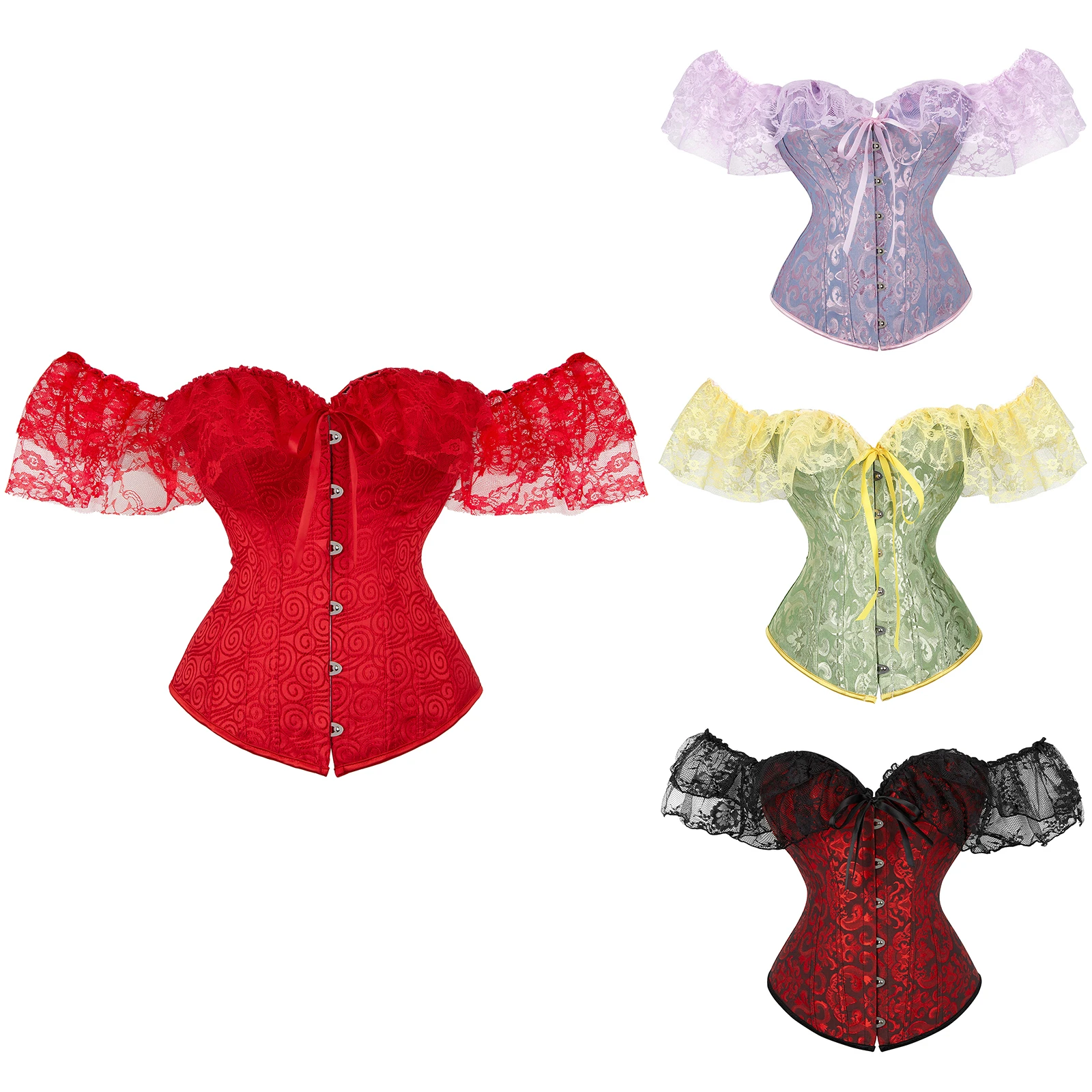 Women Lace Corset Slim Fishbone Bandage Drawstrings Sexy Floral Wedding Party Belt Waist Shaping Bustiers Corsets