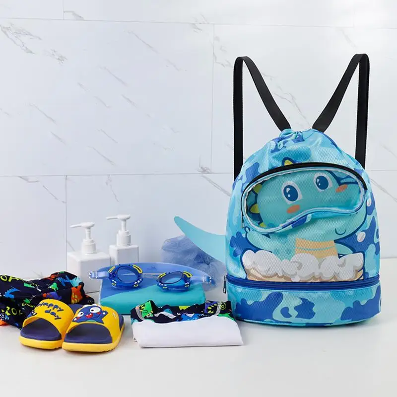 

Children's Cartoon Swimming Bags Dry Wet Separation Drawstring Beach Storage Bag Waterproof Adjustable Boys Girls Backpack