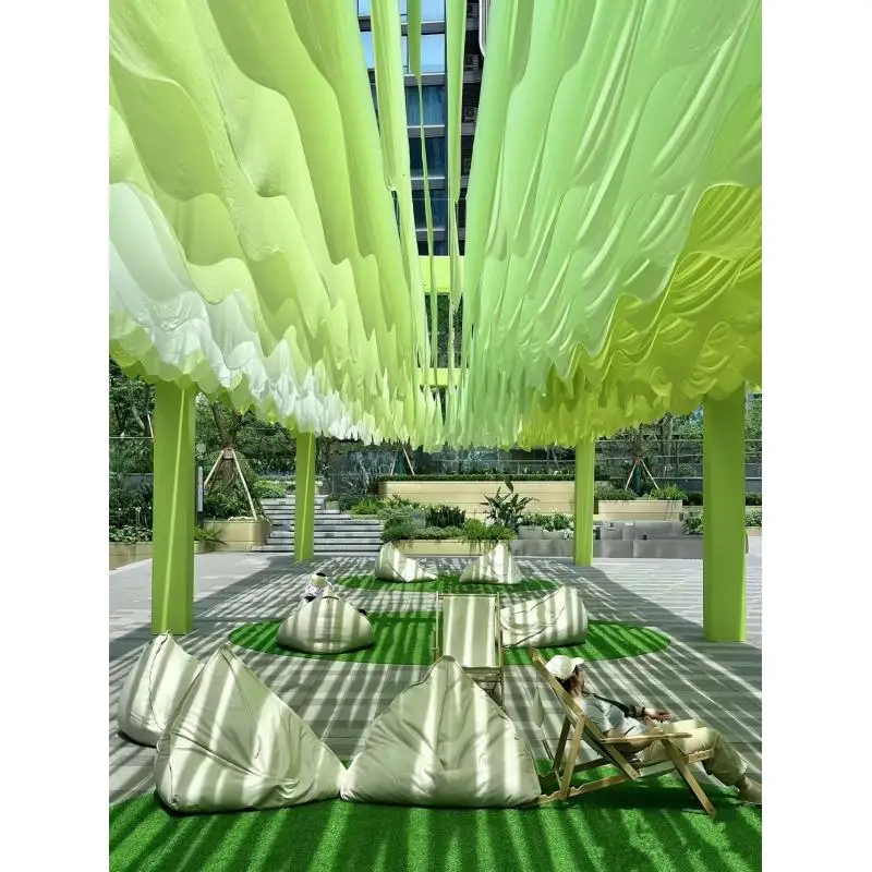 100M Colorful Wave Suspended Ceiling, Gauze Curtain, Hanging Sash Decor Ribbon For Outdoor Sunshade Camping Homestay Farm Beach