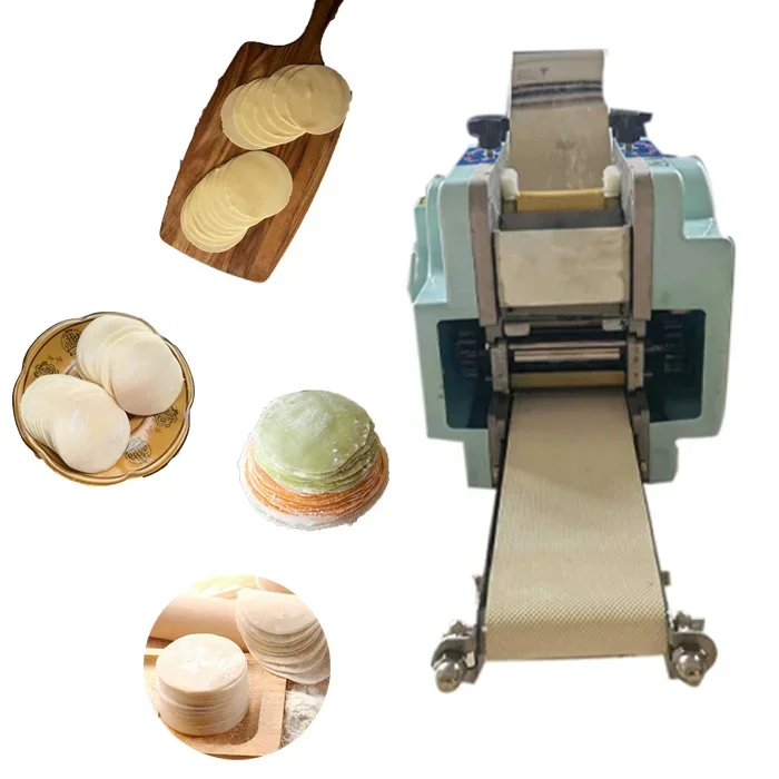Commercial Automatic Dough Sheeter Dumpling Wrapper Maker For Gyoza Empanada Tortilla Chapati Roti Making