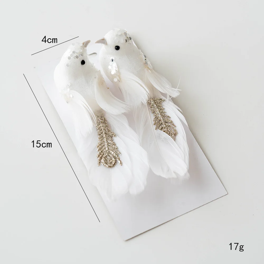 4PCS/Set New Simulation Foam Feather Bird Decoration Christmas Tree Decoration Feather Bird Hanging Christmas Decorations 2025