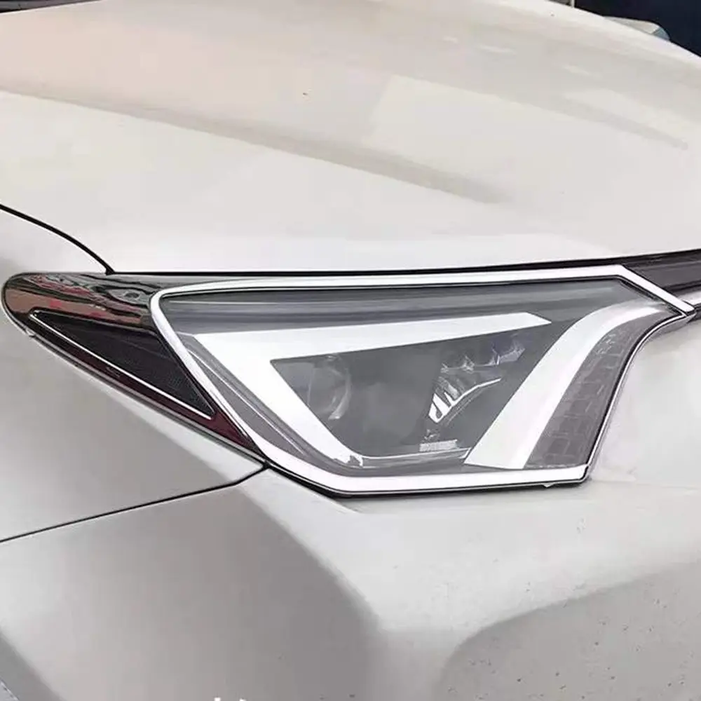 Suitable For Toyota Rav4 RAV 4 2016 2017 2018 Front Headlight Lamp Eyebrow Cover Trim ABS Chrome Car Styling Auto Accessorie