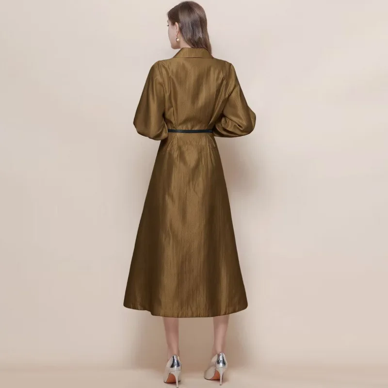 Ele Silk Satin Long Sve V-Ne Dr Schlankheits-Taille, hohe Taille, luxuriöser SLE-Strickrock aus Polyesterstoff in A-Linie für...