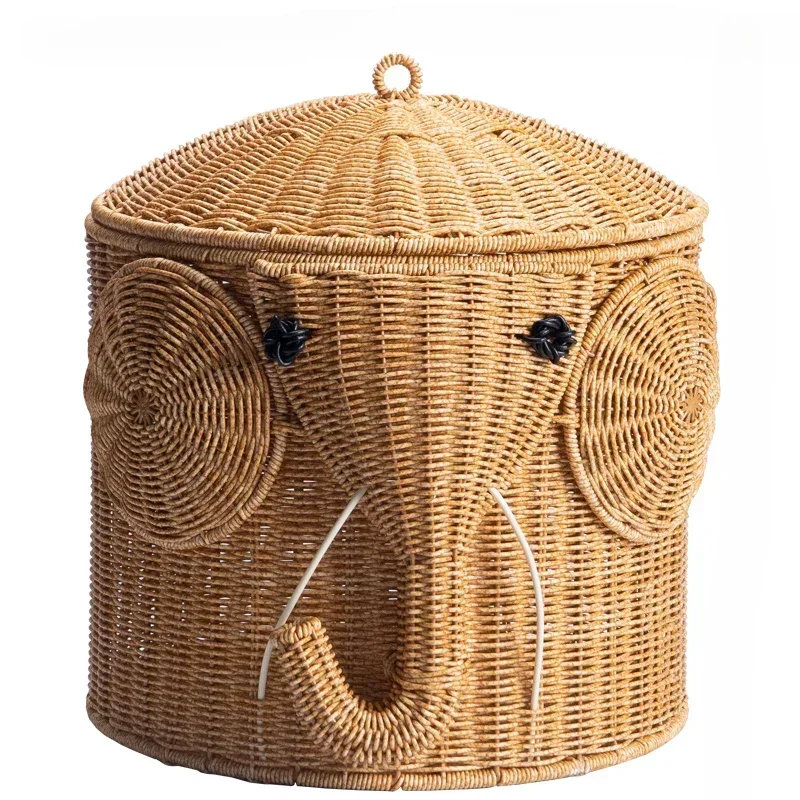 Creative Elephant Storage Bucket Imitation Rattan Children Toy Clothes Storage Basket