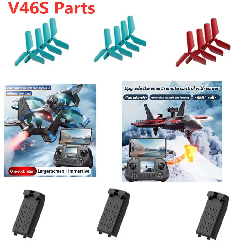 V46S Remote Control Fighter RC Plane Spare Parts 3.7V 1800Mah Battery Propeller USB 4 To 1 Line for V46S RC Plane Aircraft