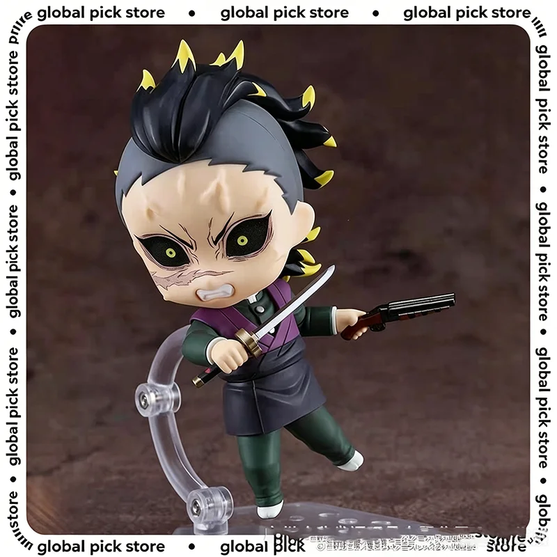 Anime Demon Slayer Shinazugawa Genya Q-Version Gelenkbewegliche Actionfigur PVC-Modell Spielzeug Schreibtisch-Deko Sammlerstück Geschenkverpackt
