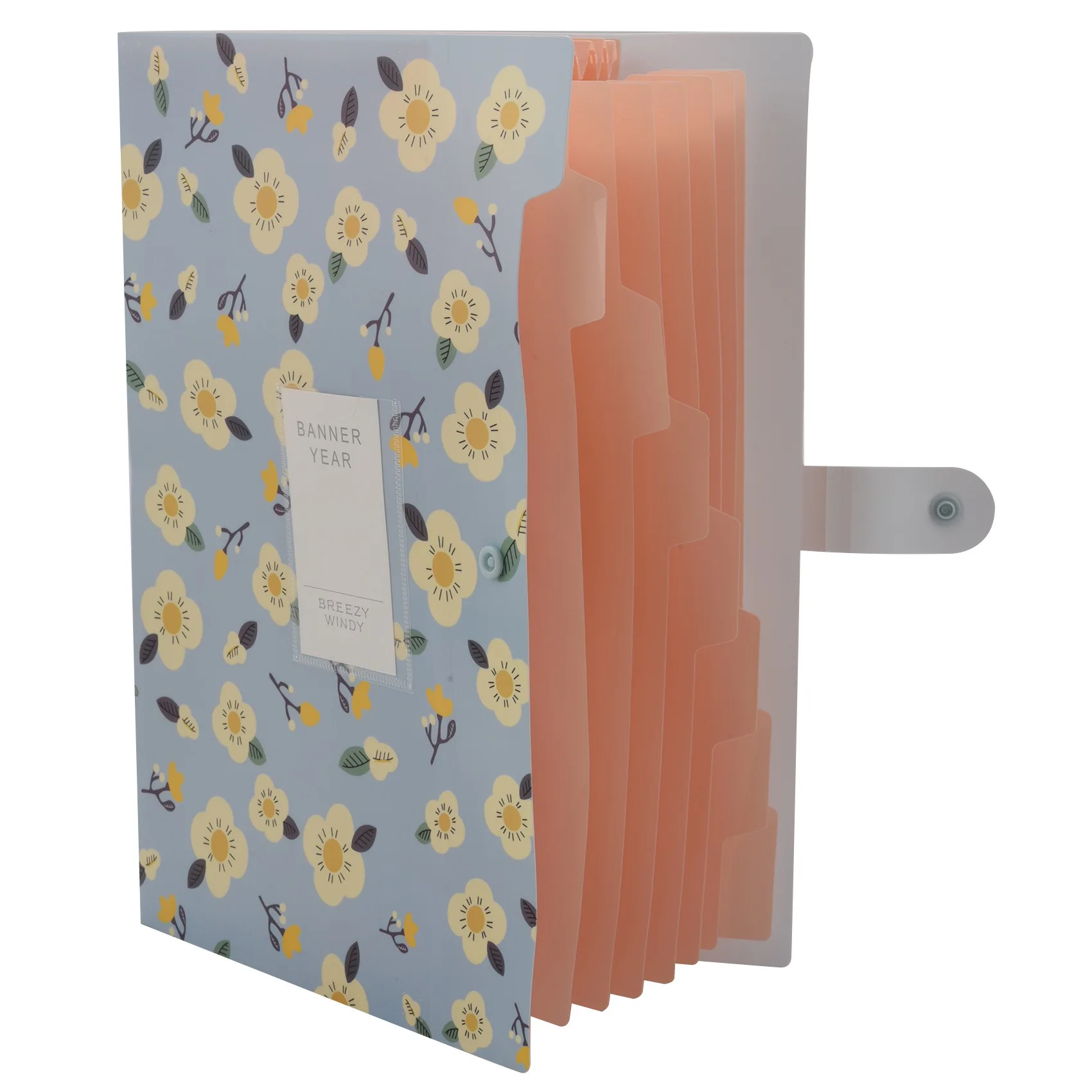 Expanding File Folder Floral A4 and Letter Size Archival File Holder Organizer 8 Pockets (Blue)