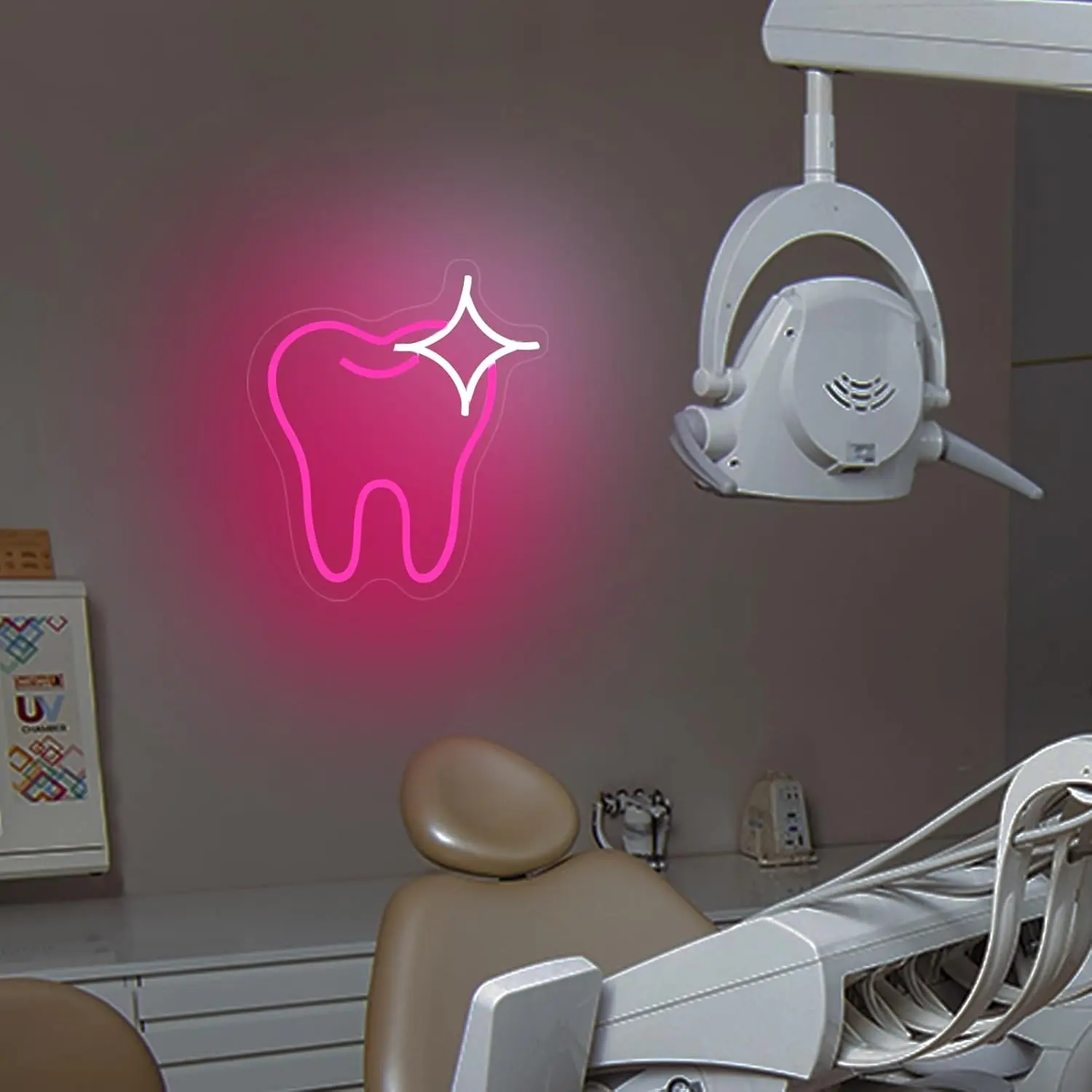 Sparkling Tooth LED Neon Sign USB Powered Neon Light Wall Decor for Dental Clinic Dentist Beauty Salon Bedroom Wall Art Lamp