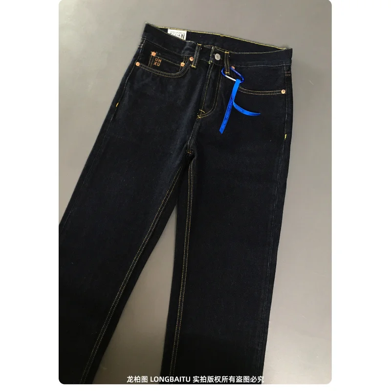 High end original color jeans men's 2025 autumn and winter new style loose straight tube simple casual retro heavyweight pants