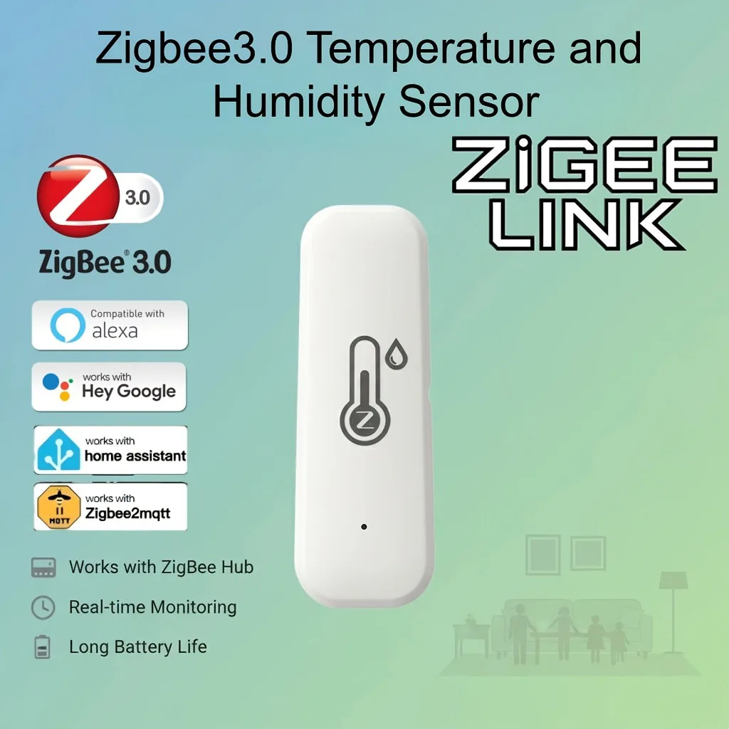 

For TUYA Zigbee 3.0 Temperature Humidity Sensor Thermometer Hygrometer APP Remote Alarm Work with Zigbee2Mqtt Alexa Google Alice