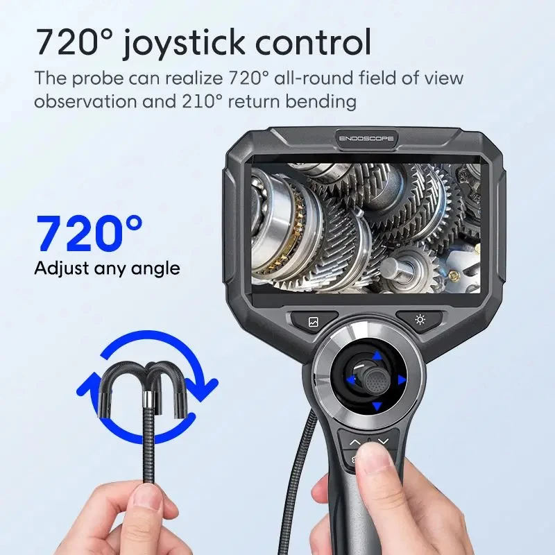 S50 5 inch IPS Screen 1080P Rigid Endoscope 720 Degree Four Ways Rotation Industrial Video Endoscope Articulation