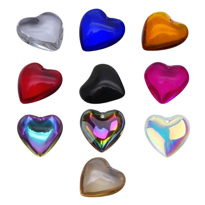 

10Pcs Heart Bead DIY Crystal Charm for Valentines Day Jewelry Keychain Earring Drop shipping