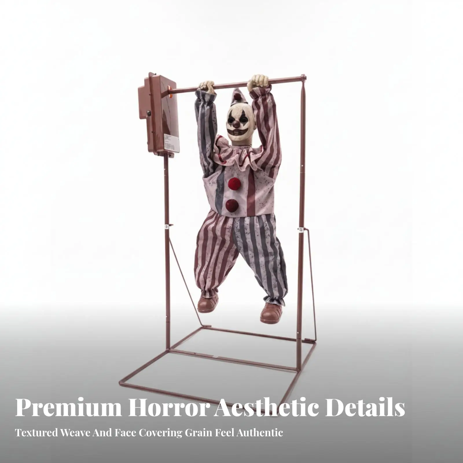 Electric Clown Decoration with Frame Spooky Hanging Clown with Metal Frame for Haunted House, Halloween Party