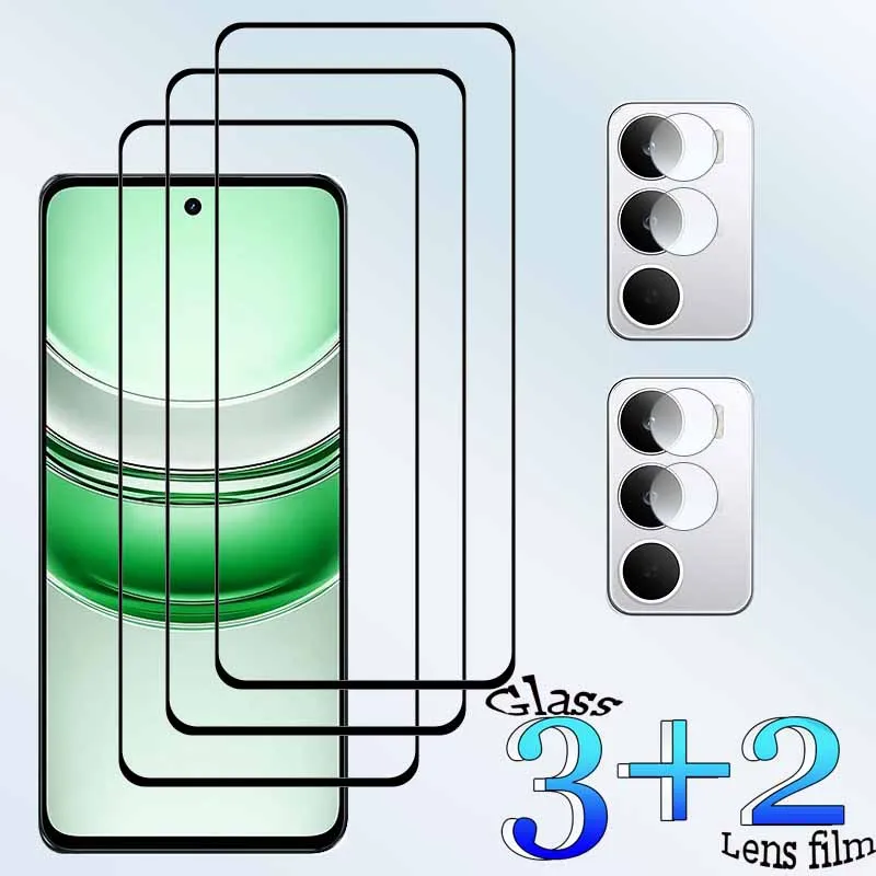 

3+2 For Realme C73 C71 Tempered Glass Shockproof 9H Clearly Anti-Scratch Front Protector +Soft Camera lens film