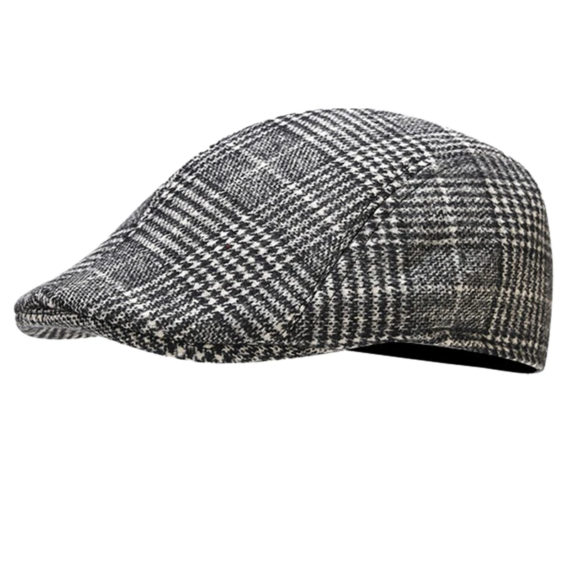 Britischer Stil Herbst Winter Warm Gentleman Baseballmütze Baskenmütze Newsboy Malerhut Karierte Wollmütze Unisex Cabbie Visor Flat Cap – Detail 17