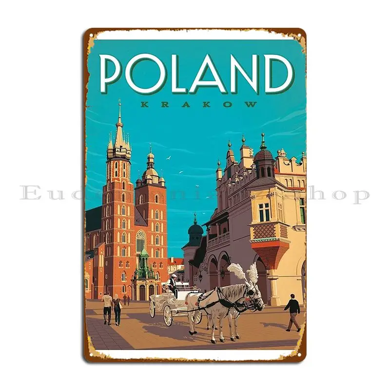 Krakow Poland Vintage Travel Advertising Print Metal Sign Plaques Kitchen Printing Designs Club Wall Decor Tin Sign Poster