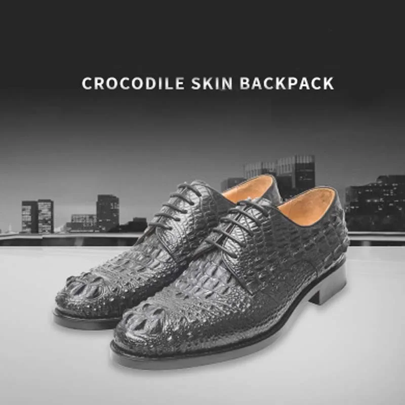 xinepiju business  new arrival  men shoes  black  Casual tide  pointed  lace-up  Men crocodile  Single