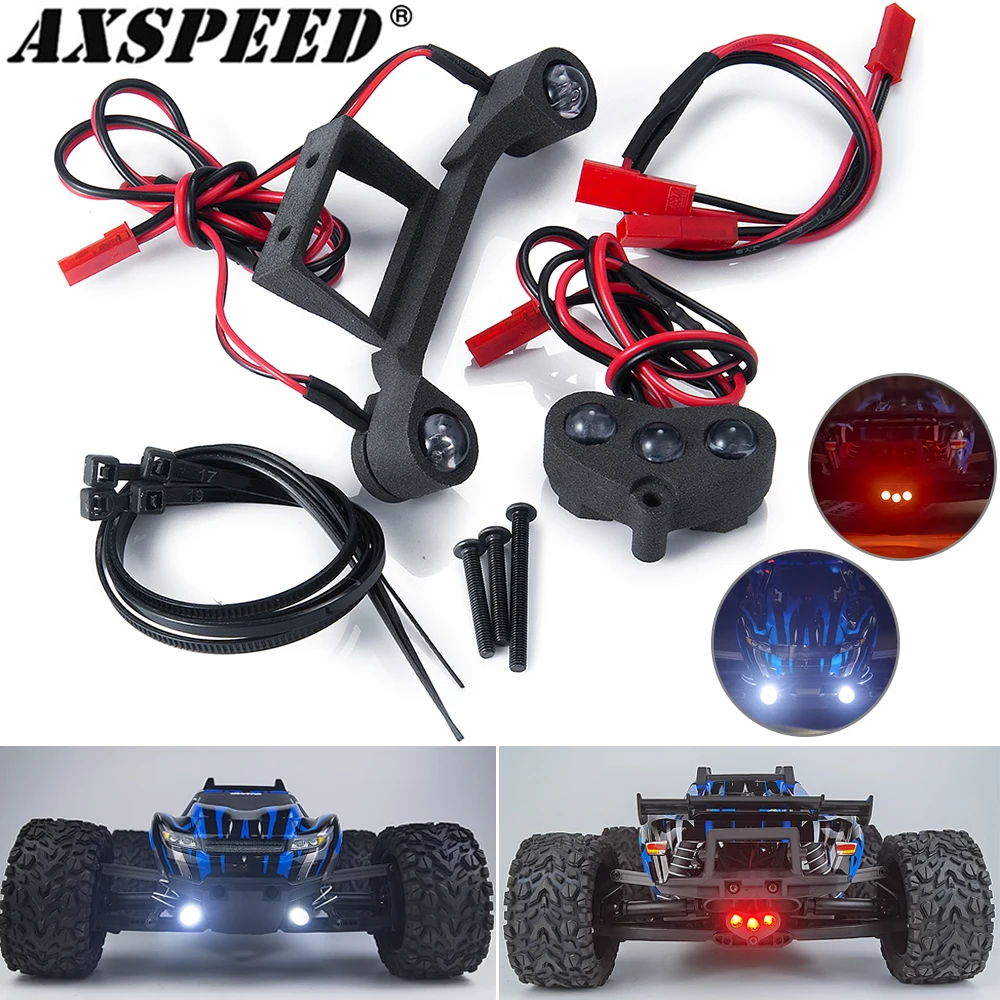 AXSPEED LED-Leuchten vorne und hinten, Lampenleiste, Scheinwerfer für 1/10 RC Crawler Car Rustler 4X4 VXL XL-5 Upgrade-Teile