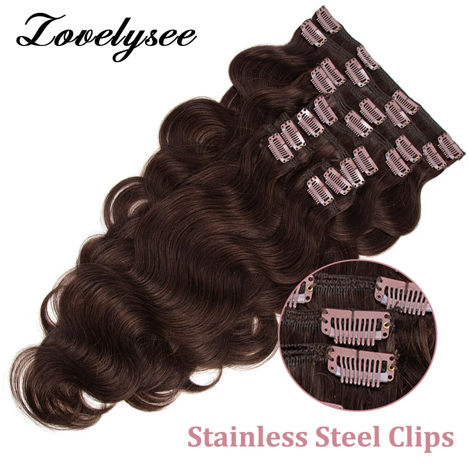 Body Wave Clip In Hair Extensions Human Hair Brazilian Natural Color Hair Full Head 200 Grams Remy Hair Extension For Women